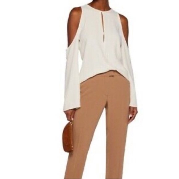 Theory Ivory Cream Cold Shoulder Blouse Size Small - Picture 1 of 7